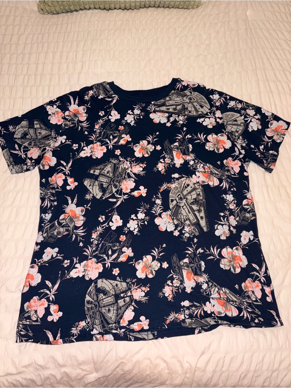 Star Wars Navy Floral & Spaceship Graphic Tee